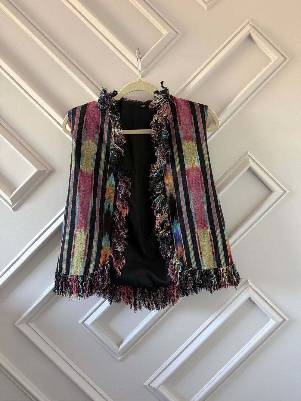 Vintage Multicolor Striped Fringe Vest